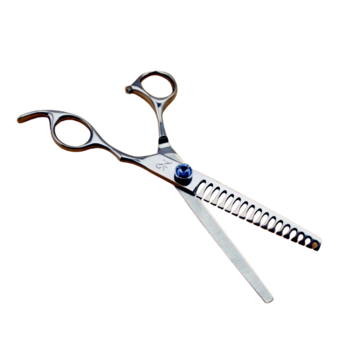 Ergonomic handle pet grooming chunker shears