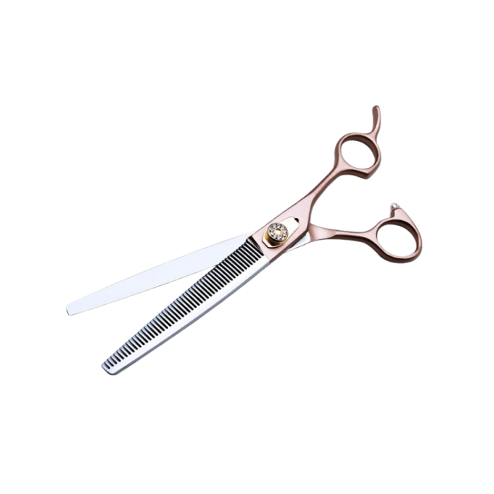 Close-up of thinning shear teeth blade