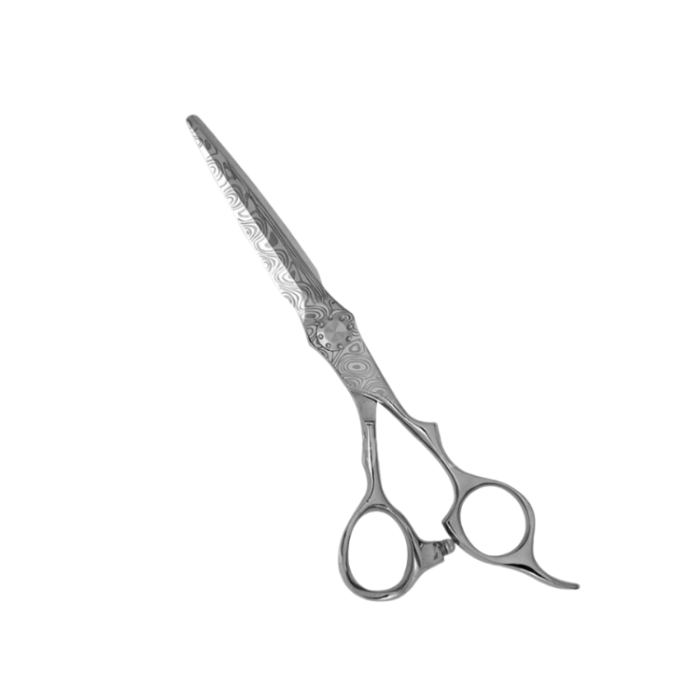 Damascus hair cutting scissors with unique layered blade pattern – professional stylist tool