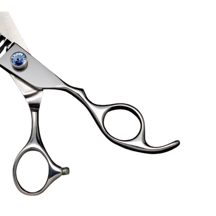 Ergonomic handle design of 8" dog grooming chunker scissors with finger rests