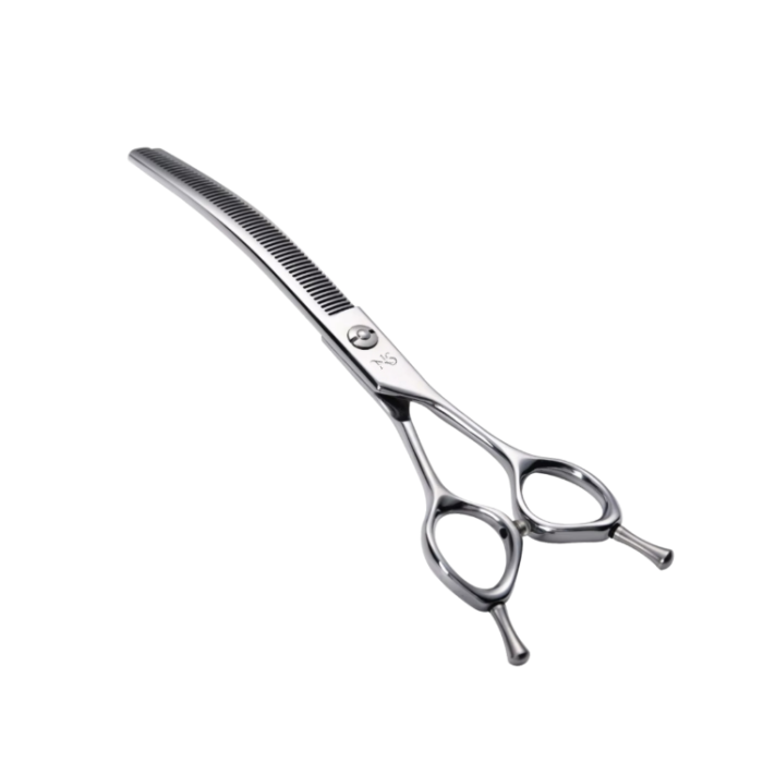 7 inch dog curved thinning shears made of stainless steel for professional grooming