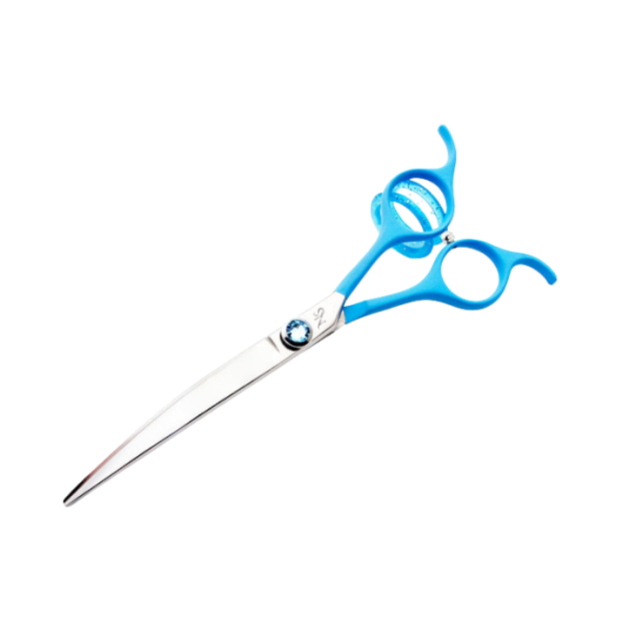 6.5 inch pink dog curved scissors with ergonomic handle