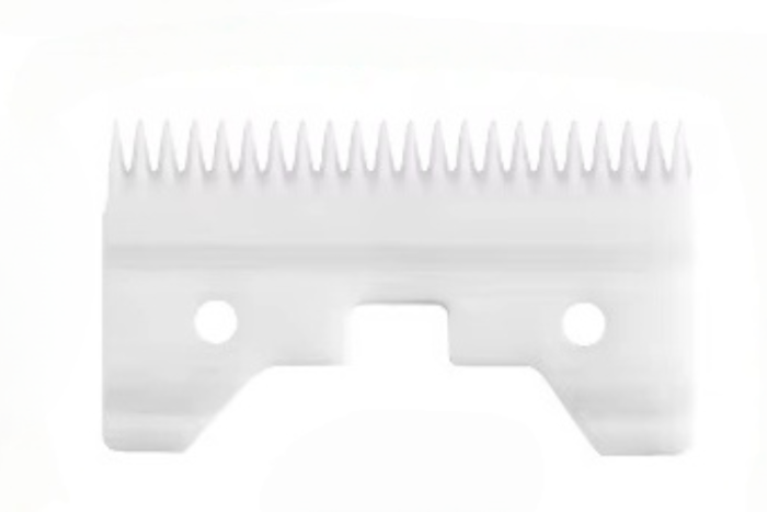 Close-up of ceramic clipper blade with fine teeth