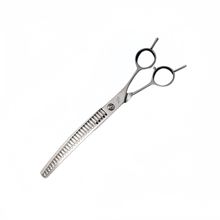 Curved chunker shears for dogs with protective case and accessories