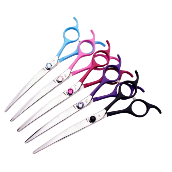 Grooming shears in multiple colors – pink, red, black, blue, purple