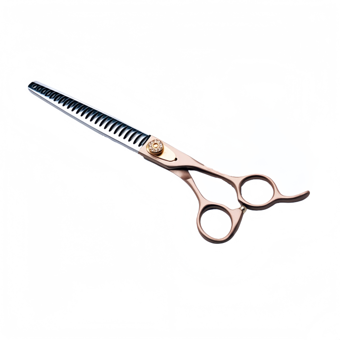 Ergonomic handle chunker grooming scissors