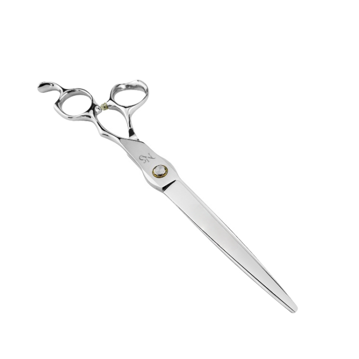 Ergonomic dog grooming scissors with offset handle