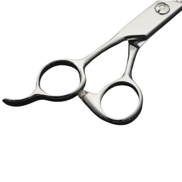 Ergonomic left handed pet grooming scissors with offset handle
