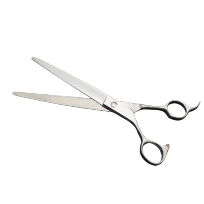 Left handed curved and straight dog grooming shears set