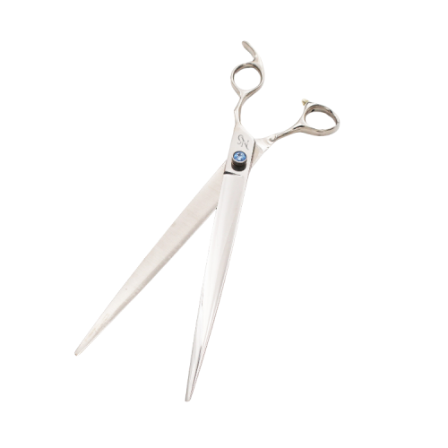 Extra-long straight grooming shears for large dog breeds