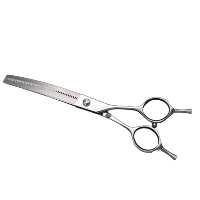 Ergonomic handle design of curved thinning shears for comfort