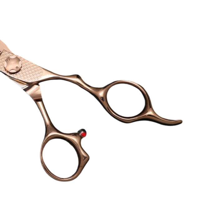 Ergonomic handle design of hair thinning scissors for salon professionals
